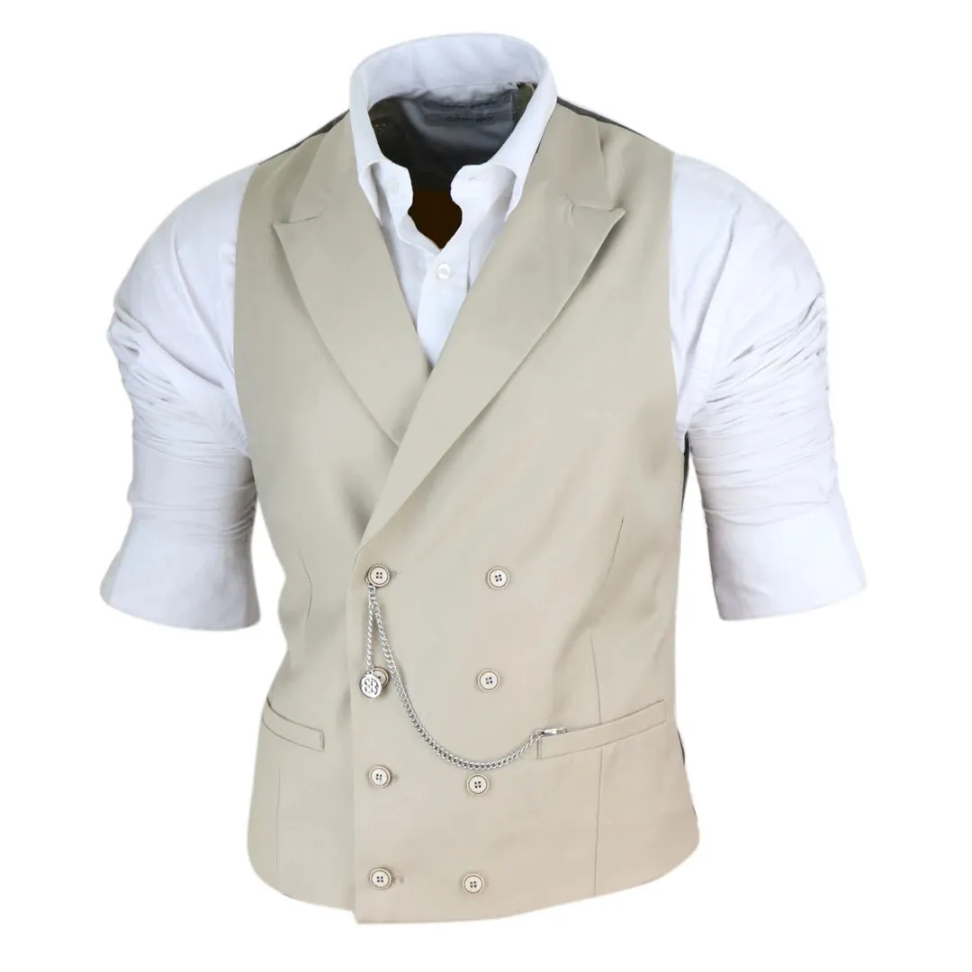 Men's Double Breasted Waistcoat 1920s Blinders Pocket Chain