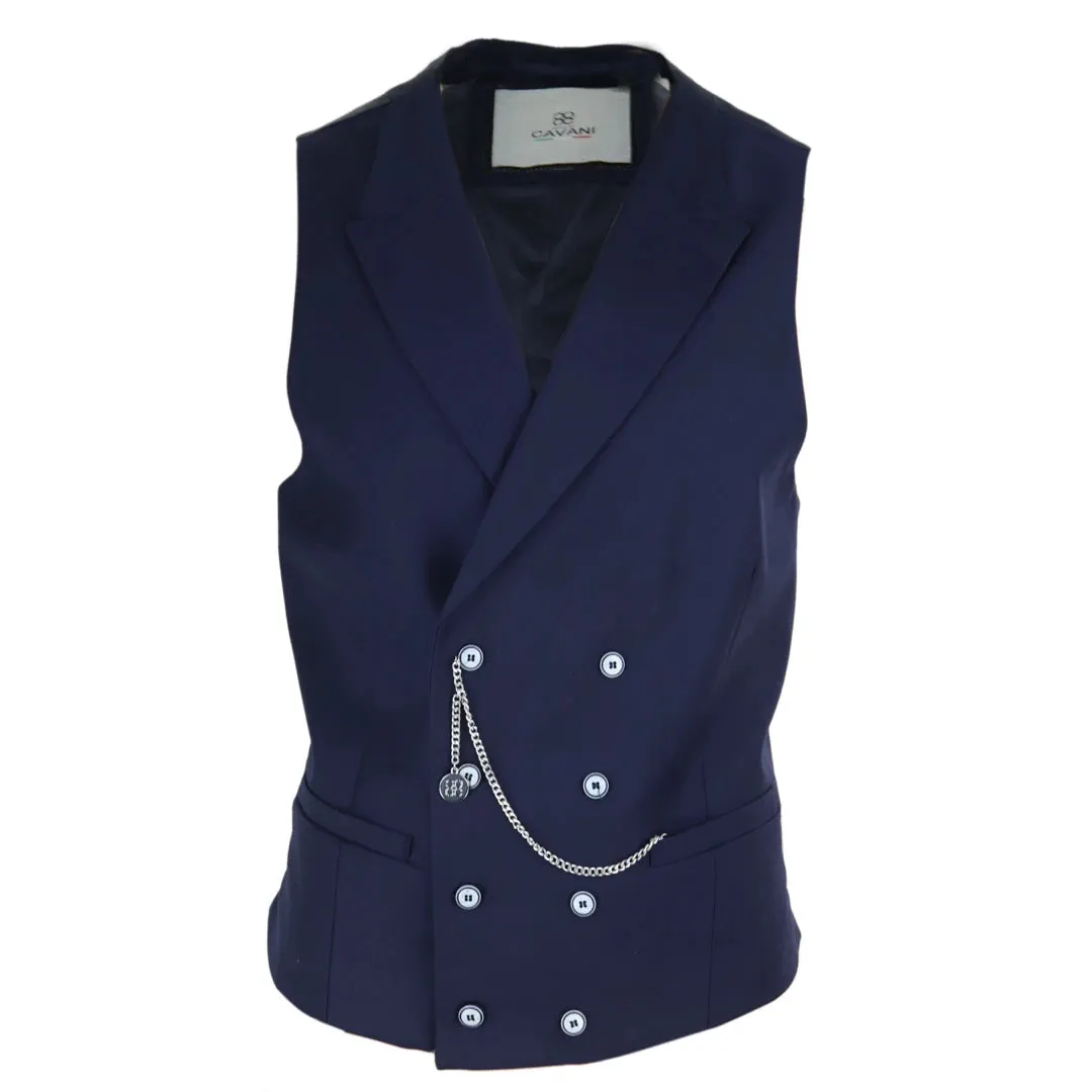 Men's Double Breasted Waistcoat 1920s Blinders Pocket Chain