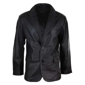 Men's Regular Fit Classic Leather 2 Button Blazer Jacket