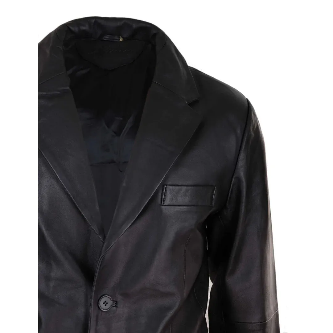 Men's Regular Fit Classic Leather 2 Button Blazer Jacket