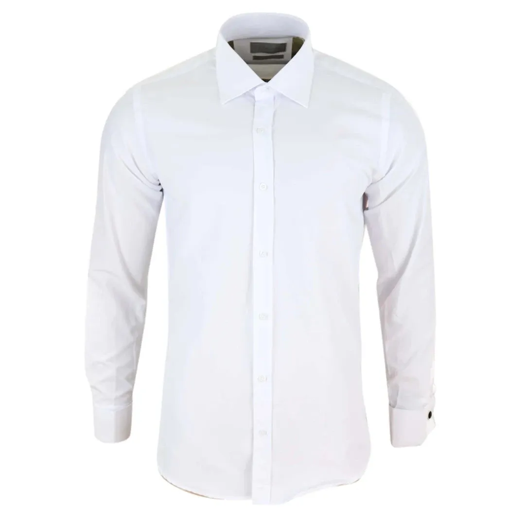 Men's White Classic Collar Button Shirt Slim Regular Fit