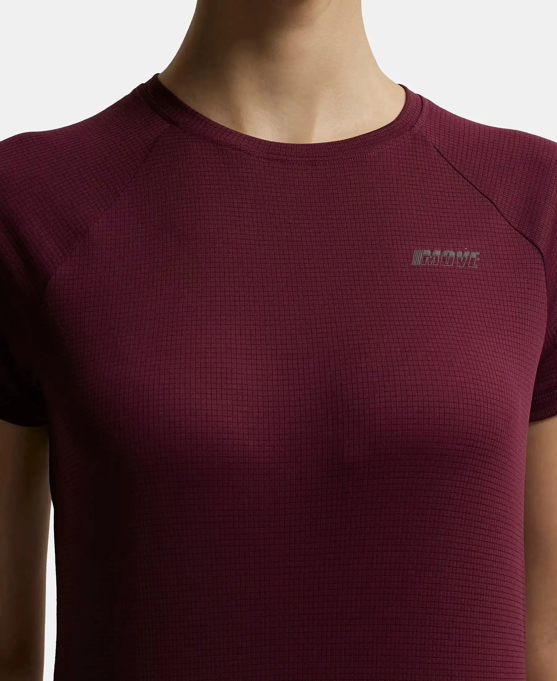 Microfiber Fabric Relaxed Fit Half Sleeve Breathable Mesh T-Shirt - Grape Wine