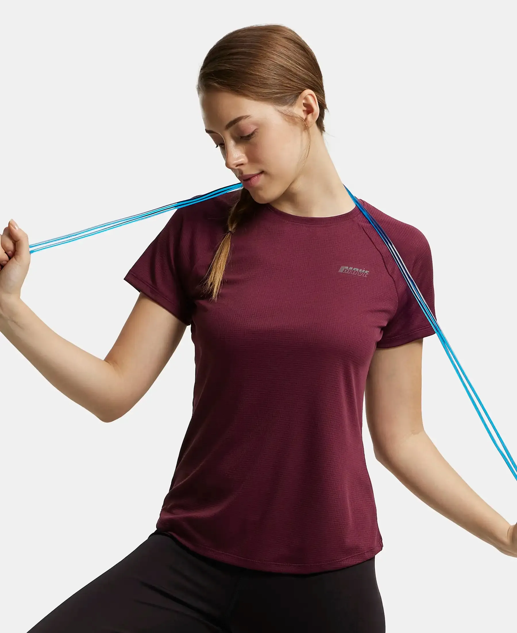 Microfiber Fabric Relaxed Fit Half Sleeve Breathable Mesh T-Shirt - Grape Wine