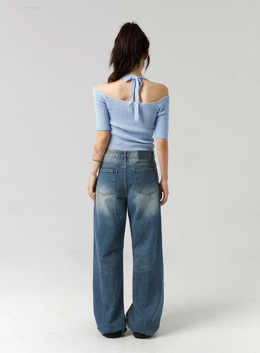 Mid-Wash Baggy Jeans CL312