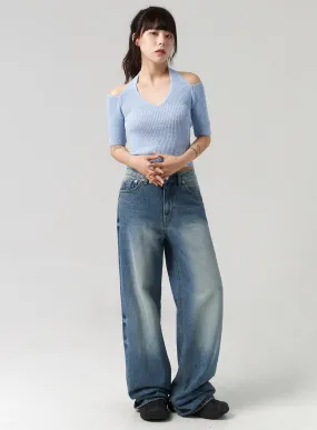 Mid-Wash Baggy Jeans CL312