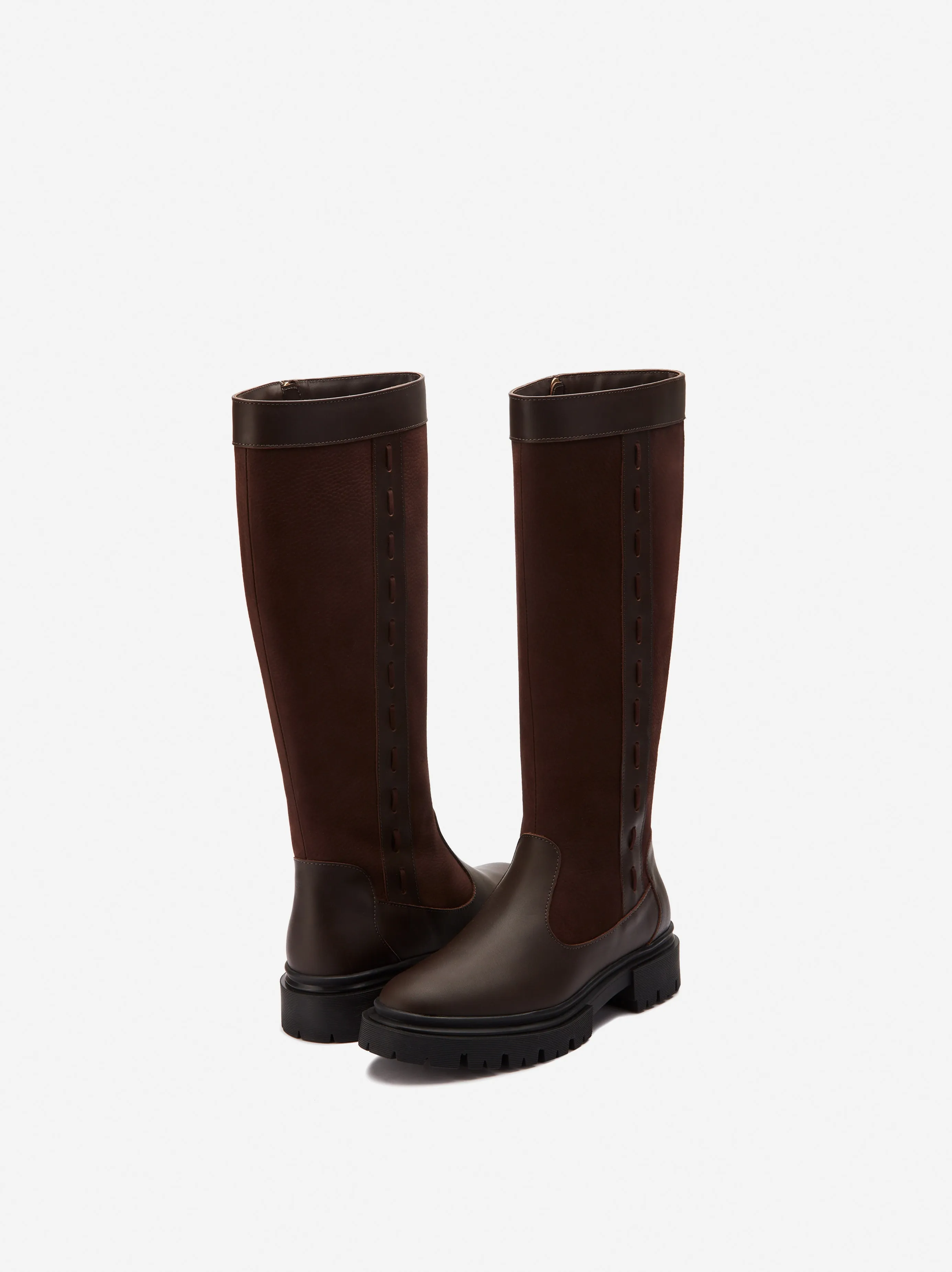 Oakford Knee High Boots in Dark Brown Leather