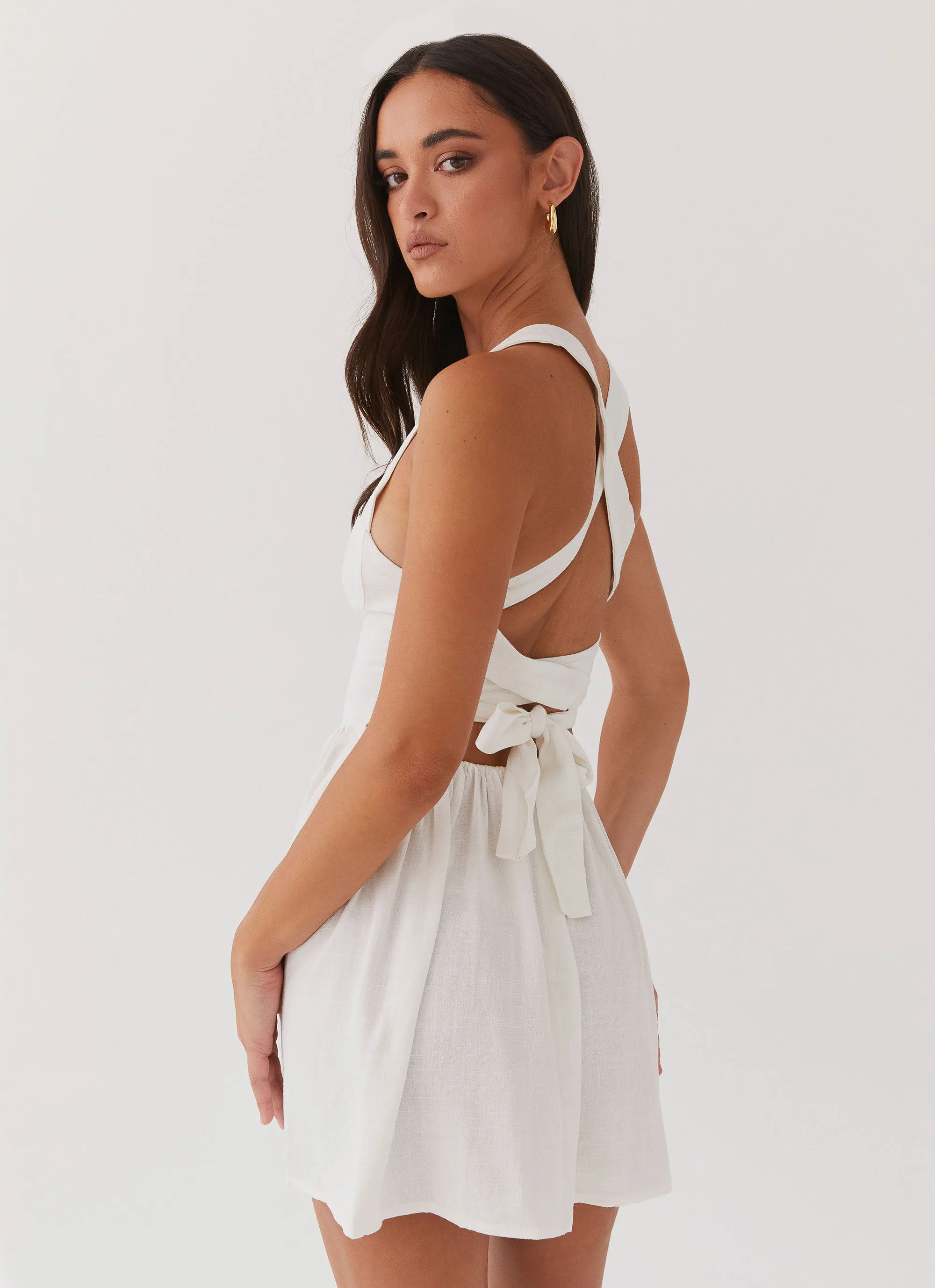 Penelope Linen Mini Dress - Ivory