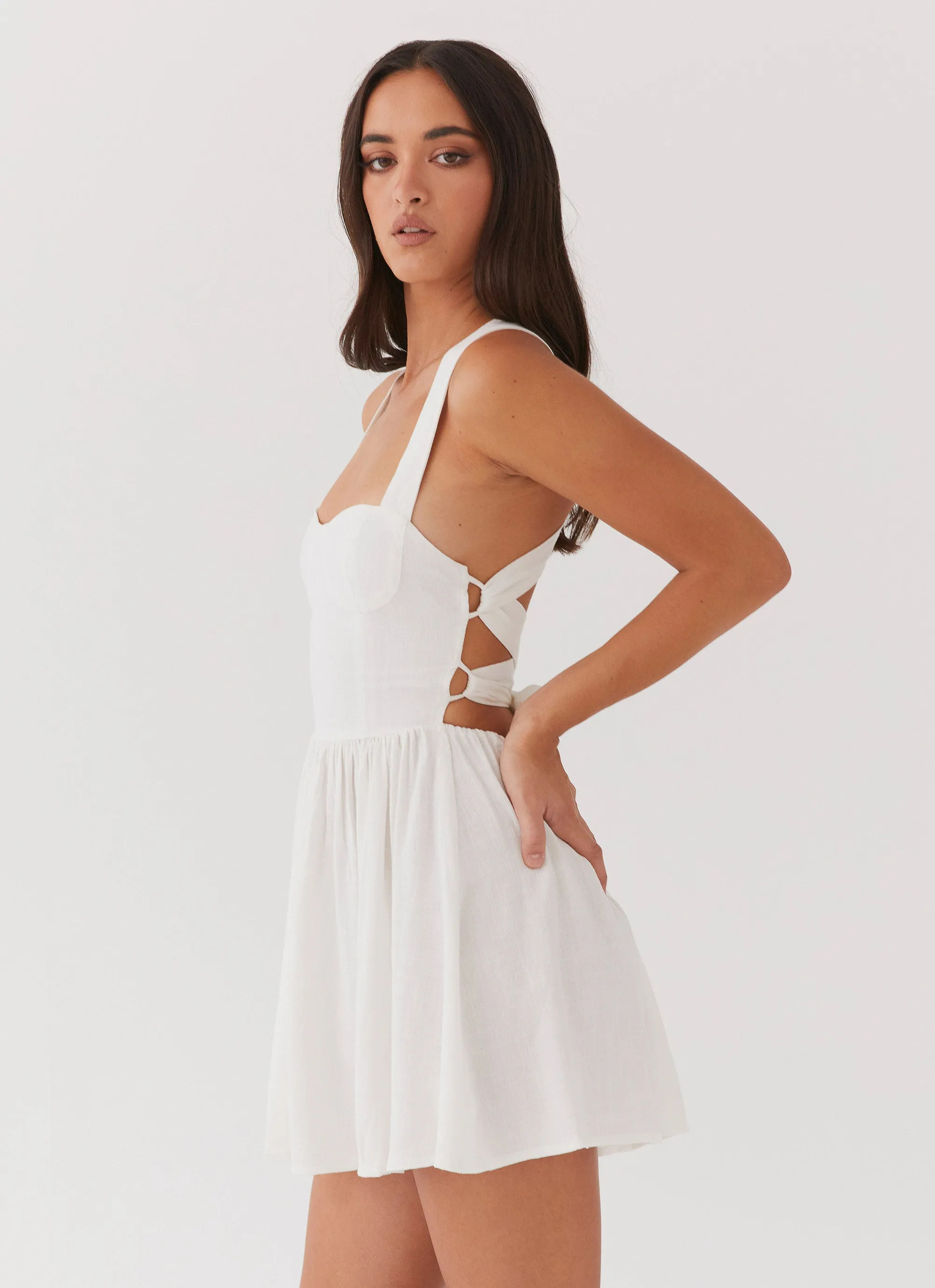 Penelope Linen Mini Dress - Ivory