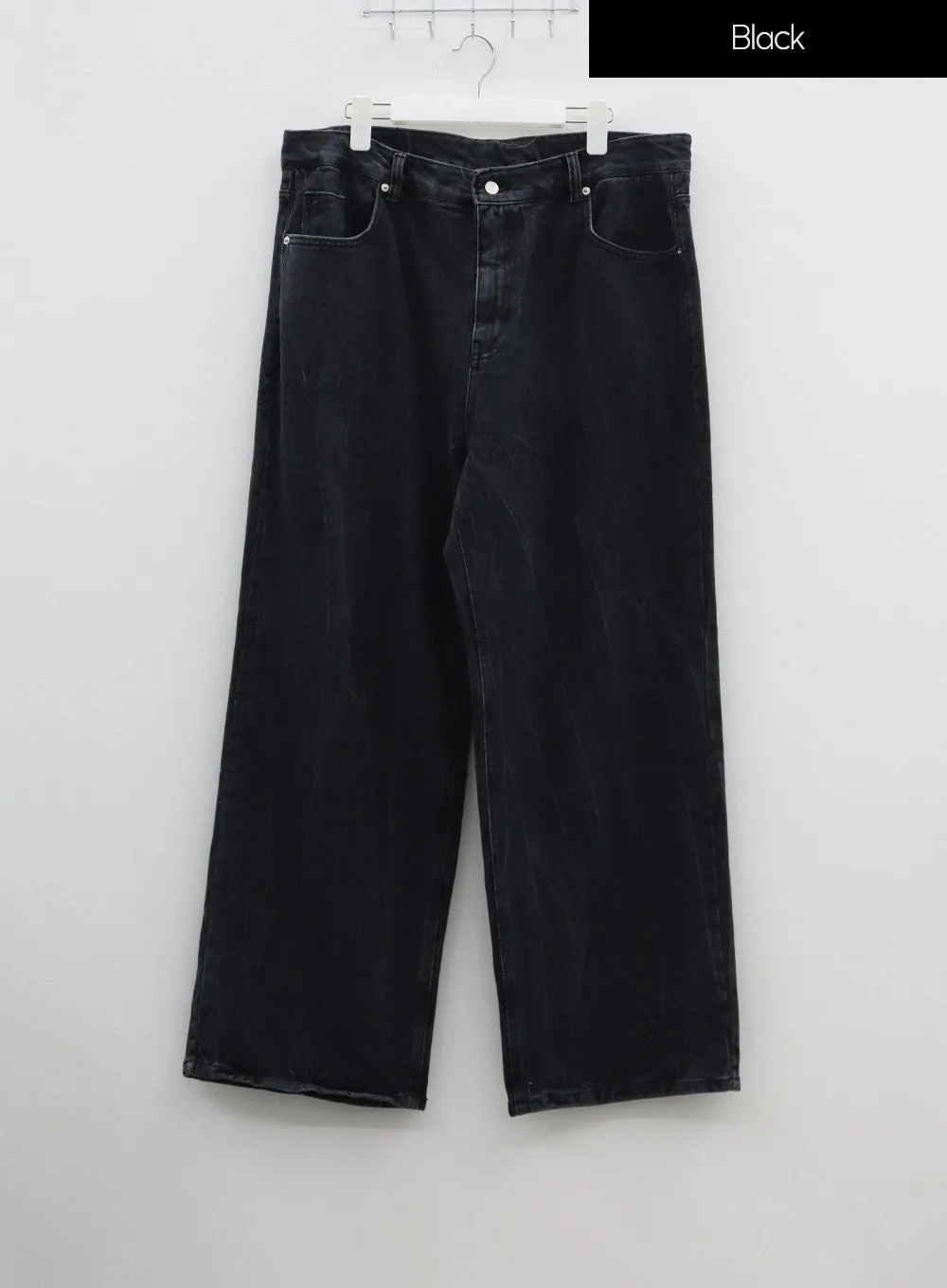 Plus Wide Leg Wash Black Jeans IF317