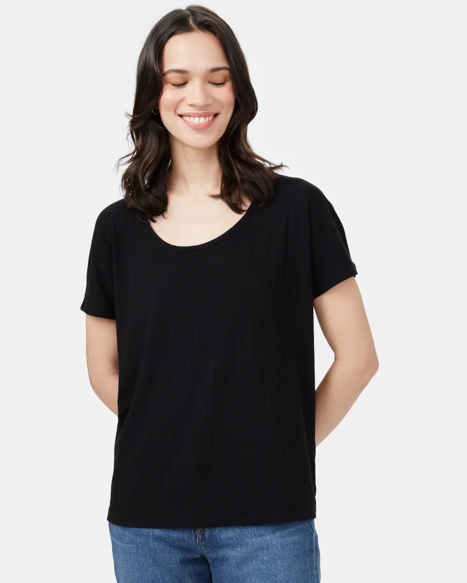 Ribbed Scoop Neck T-Shirt