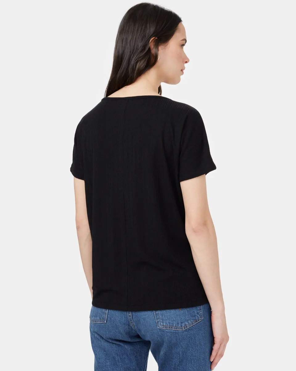 Ribbed Scoop Neck T-Shirt