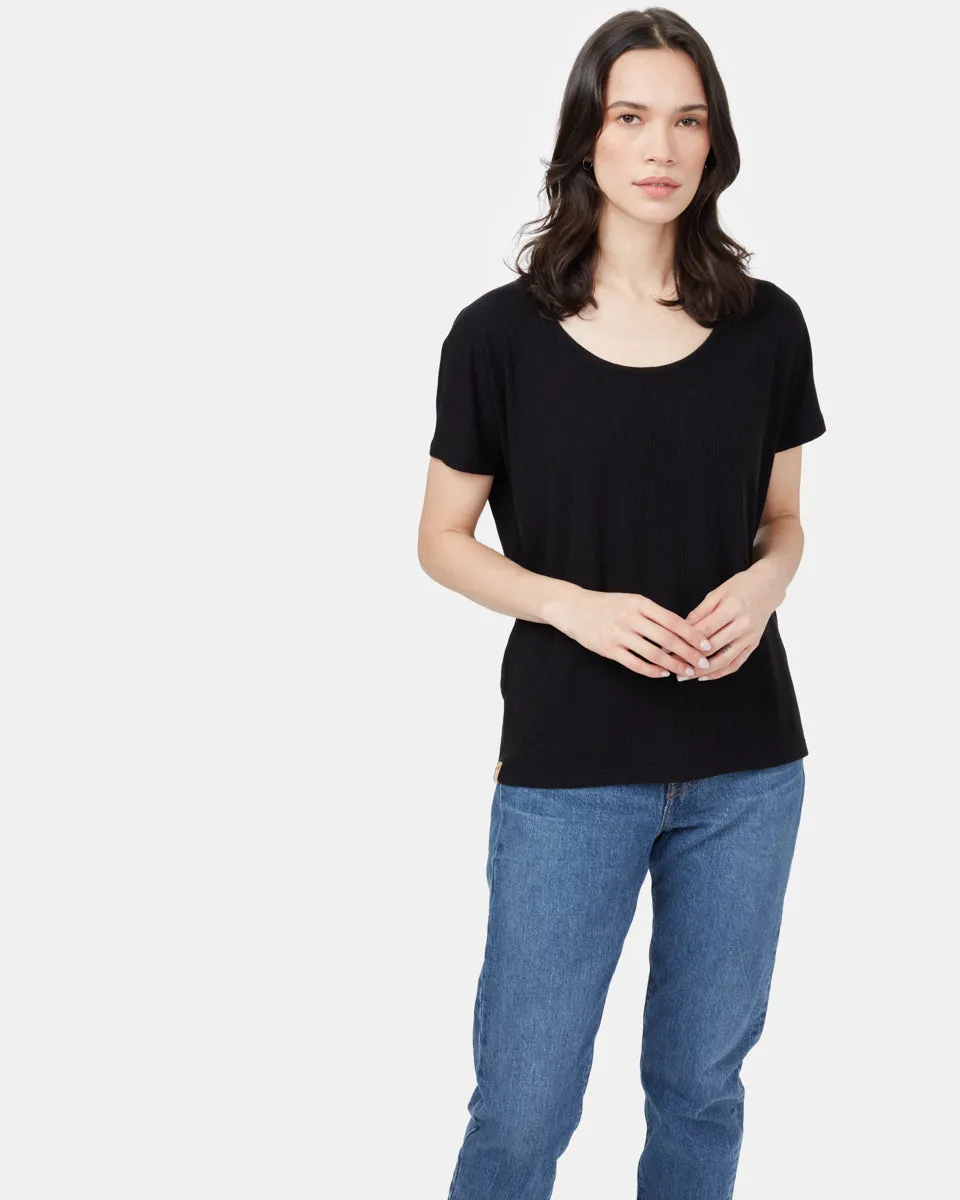 Ribbed Scoop Neck T-Shirt