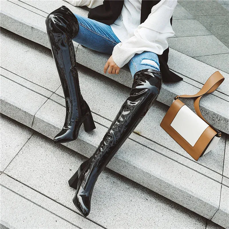 Salwa Patent Boot - Black