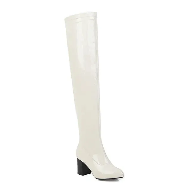 Salwa Patent Boot - White