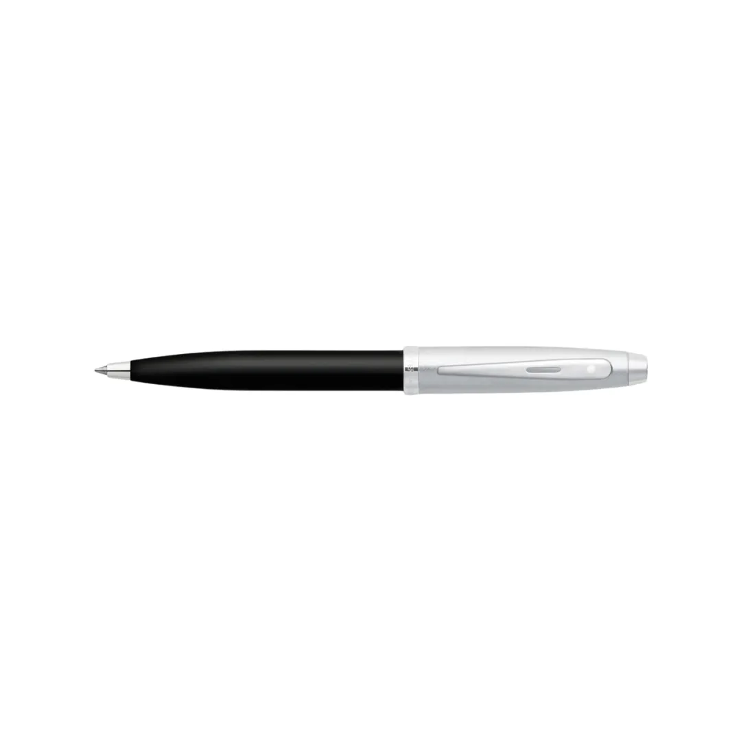 Sheaffer 100 E9313 Ballpoint Pen - Glossy Black and Brushed Chrome Barrel with Chrome Plated Cap and Trims