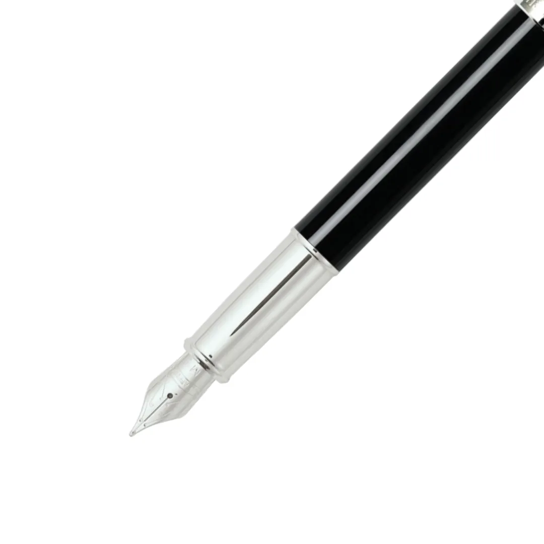 Sheaffer 100 E9313 Fountain Pen - Glossy Black and Brushed Chrome Barrel with Chrome Plated Cap and Trims