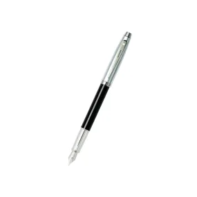 Sheaffer 100 E9313 Fountain Pen - Glossy Black and Brushed Chrome Barrel with Chrome Plated Cap and Trims