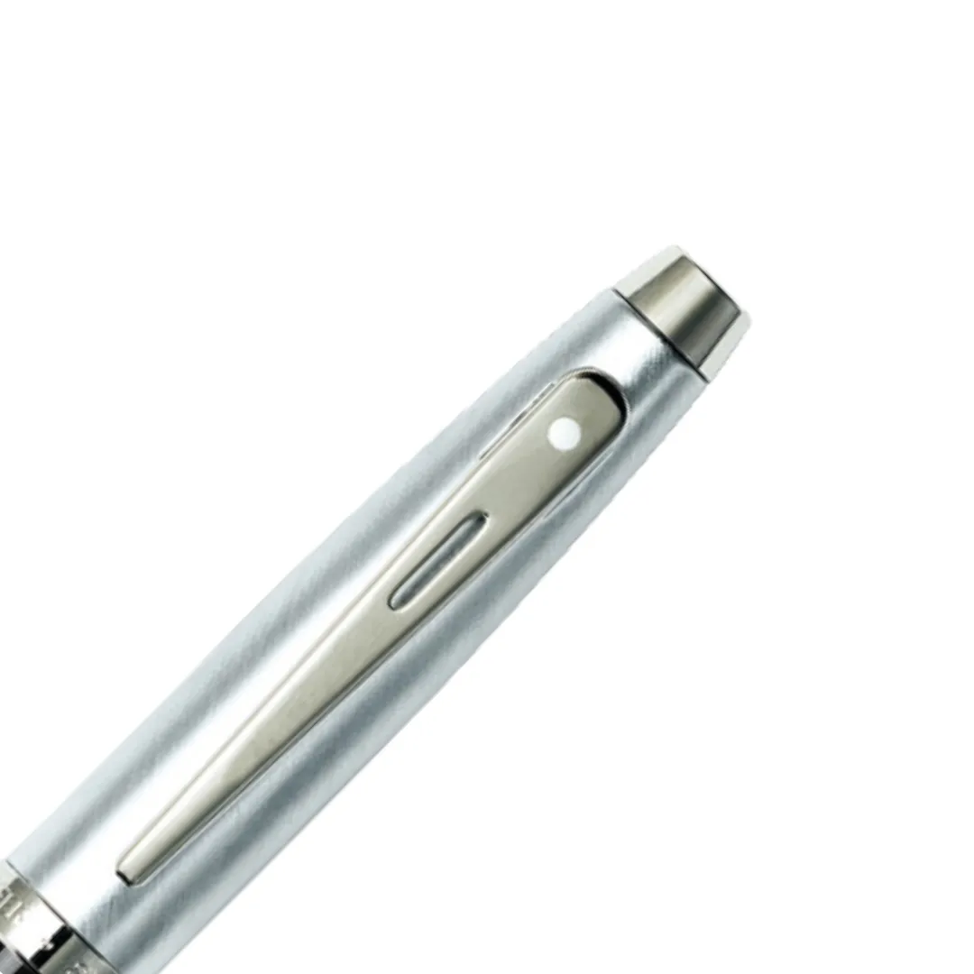 Sheaffer 100 E9313 Fountain Pen - Glossy Black and Brushed Chrome Barrel with Chrome Plated Cap and Trims