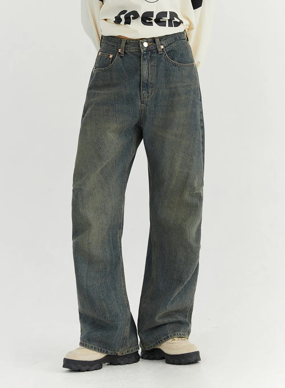 Straight Fit Washing Jeans CN309