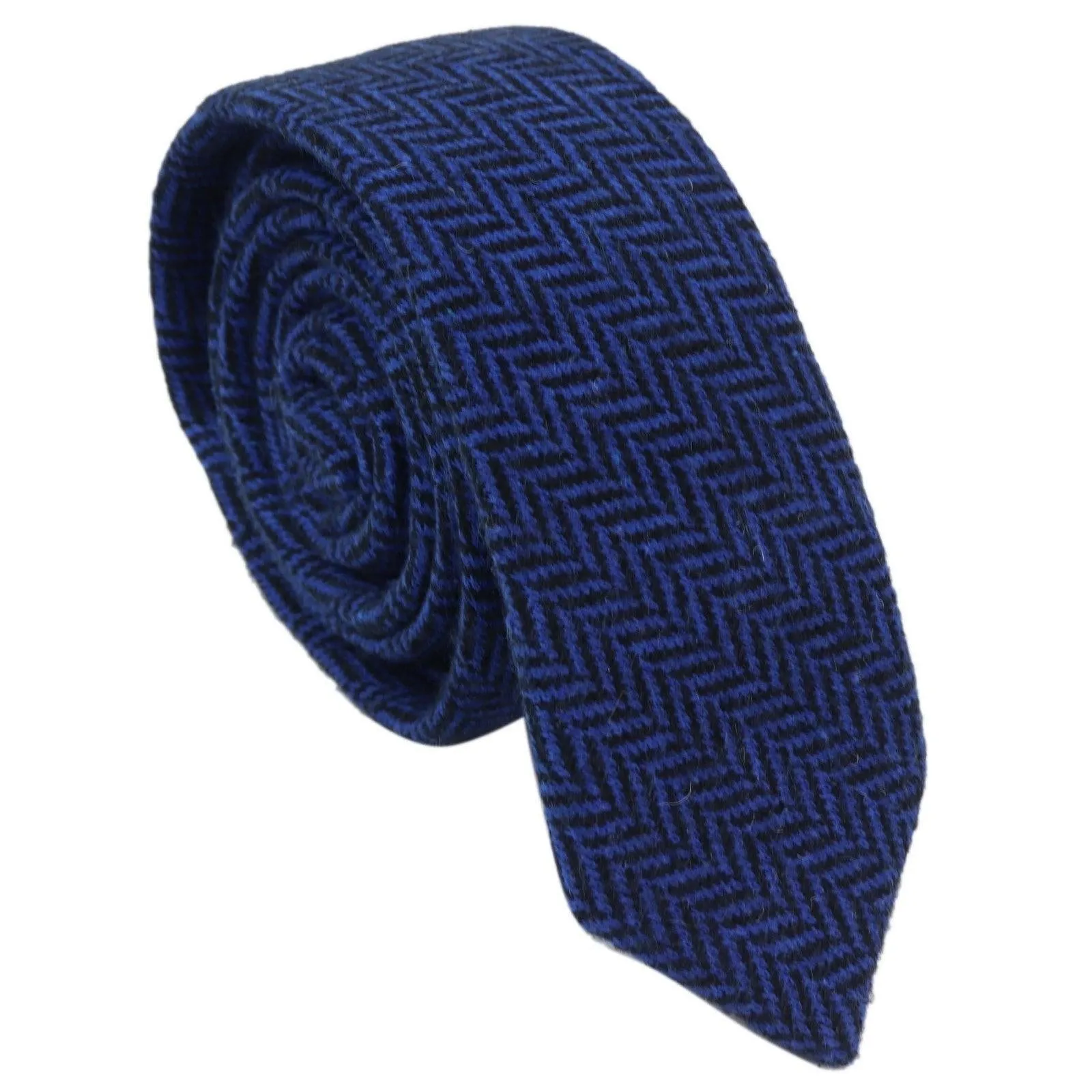 Stz 11 Men's Tie Hankie Tweed Blue  Classic Gatsby Peaky Blinders