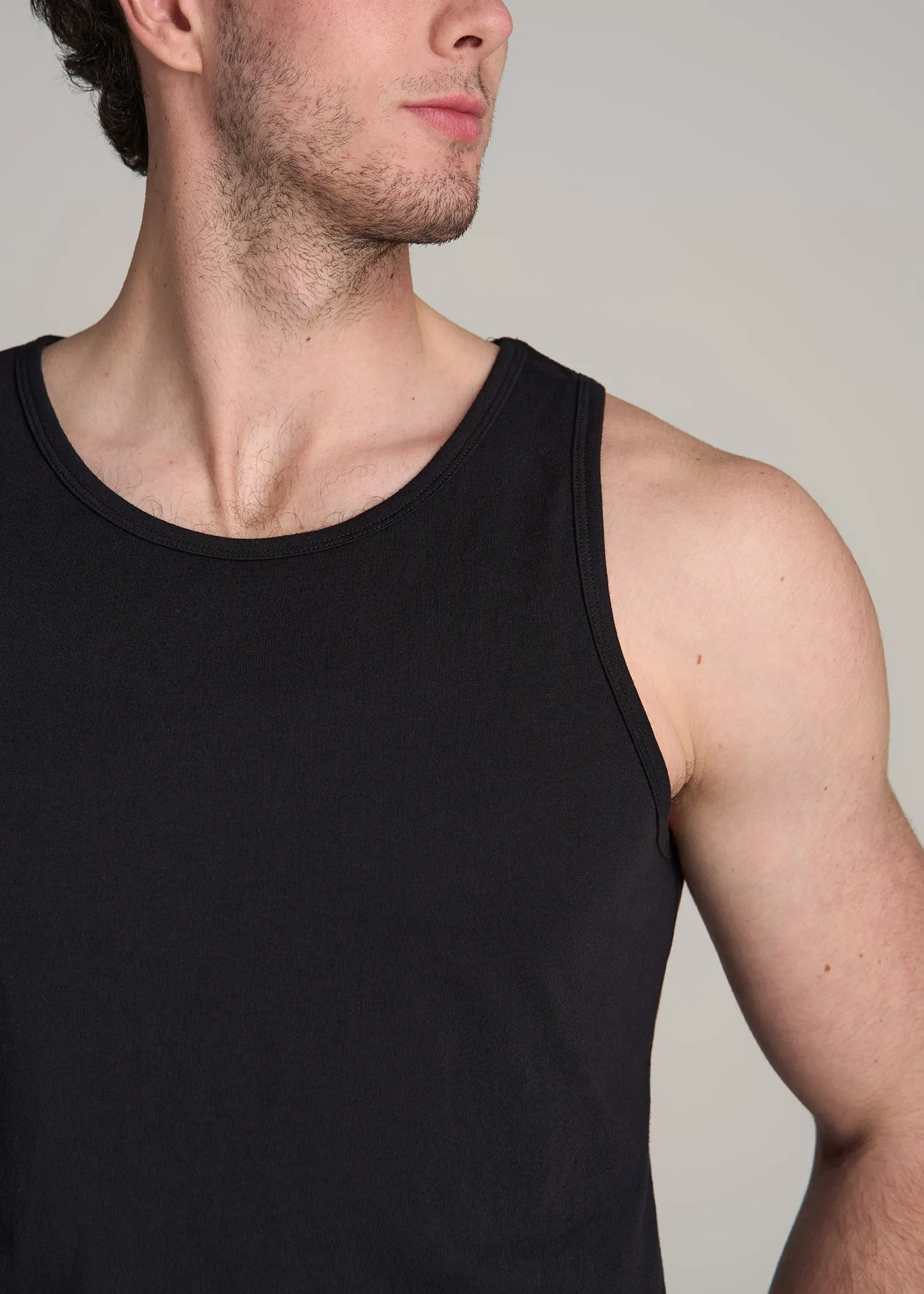 The Essentials: Men's Tall SLIM-FIT Beach Tank Top in Black