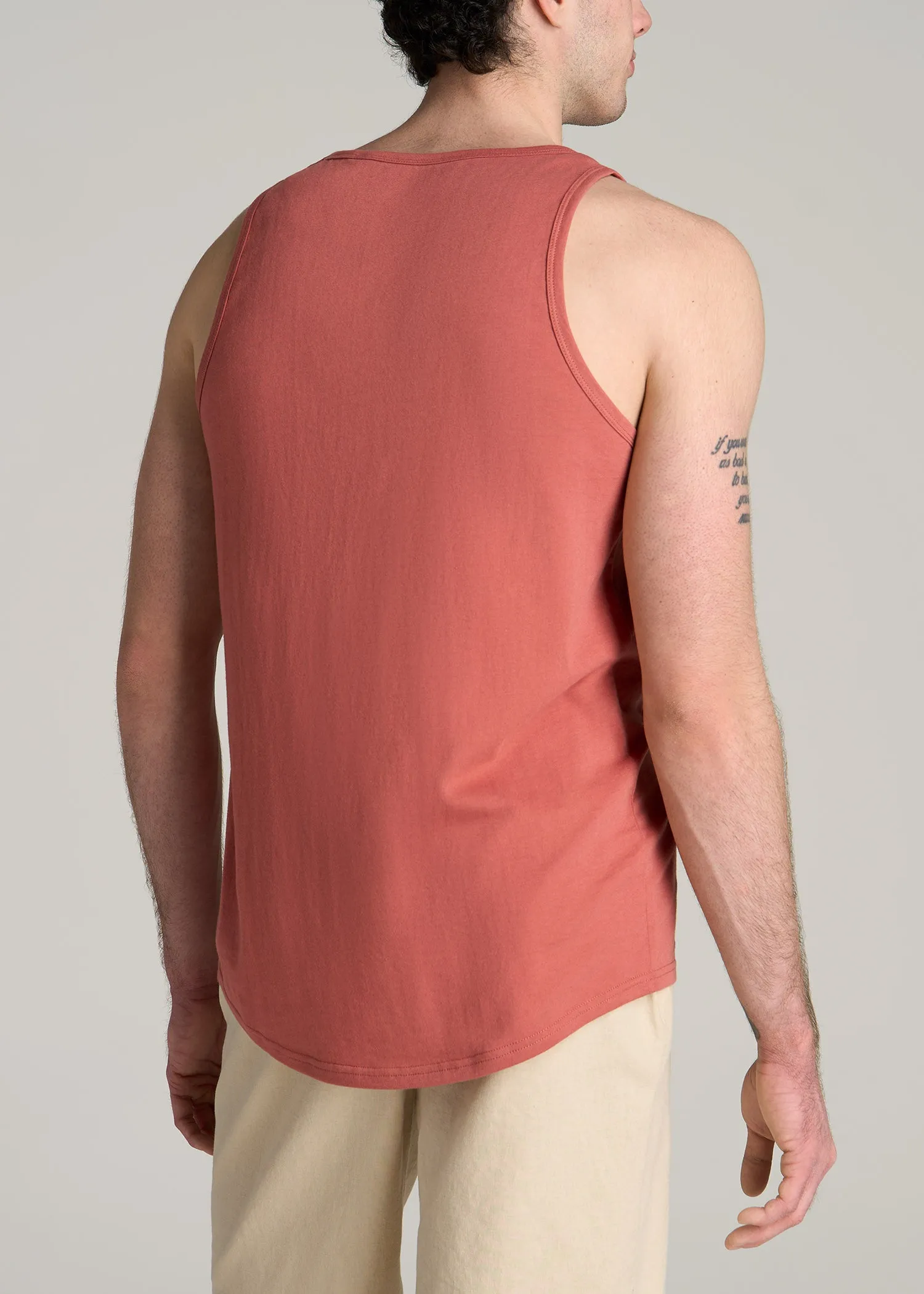 The Essentials: Men's Tall SLIM-FIT Beach Tank Top in Persimmon