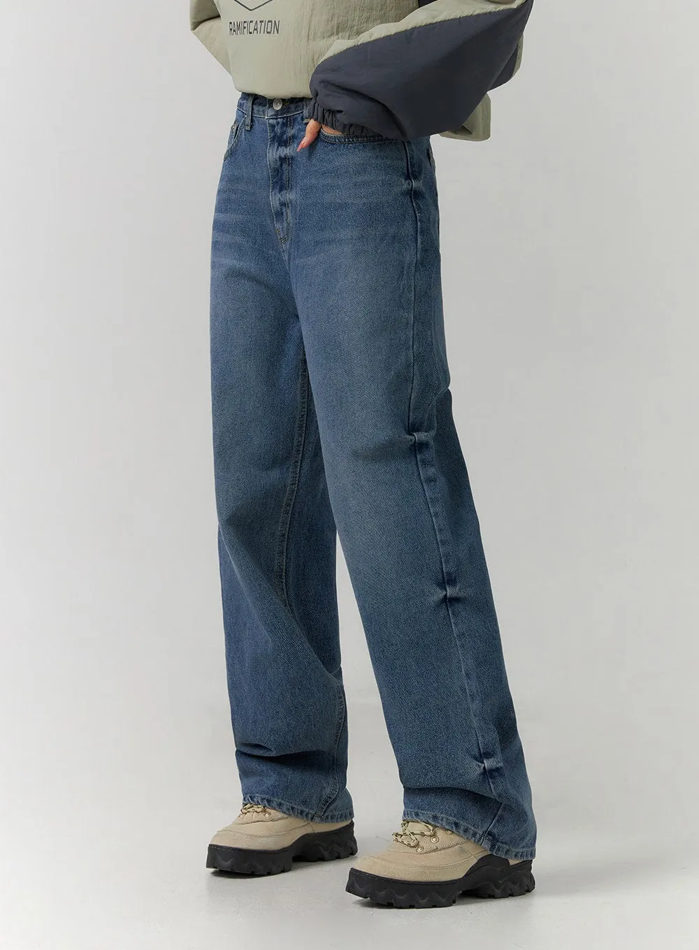 Washed Denim Wide Leg Jeans CD308