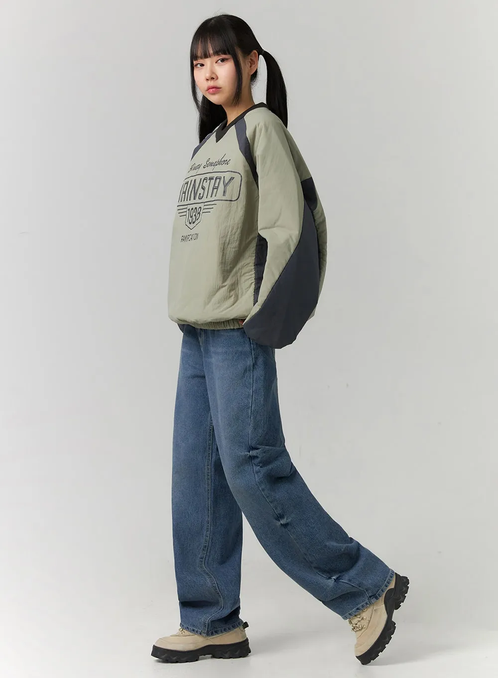 Washed Denim Wide Leg Jeans CD308