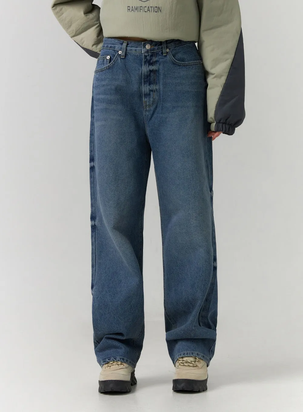 Washed Denim Wide Leg Jeans CD308