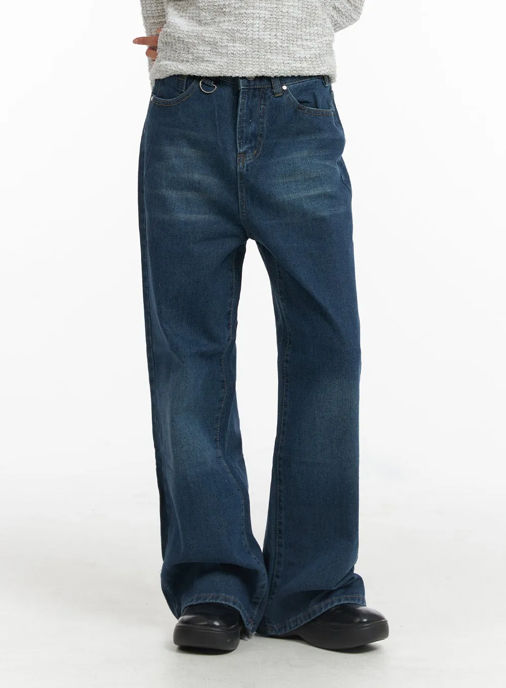 Washed Wide-Leg Denim Jeans CJ417