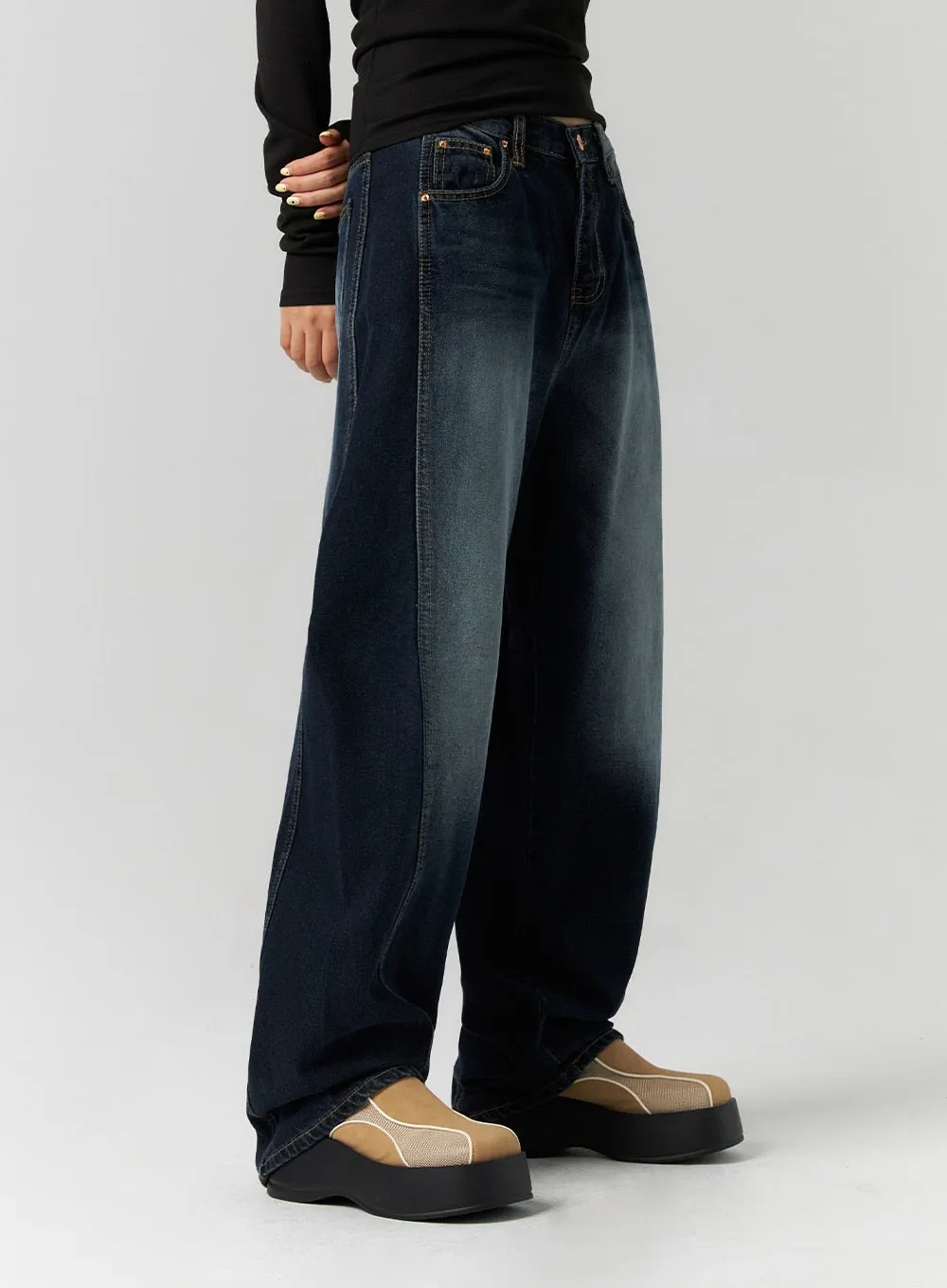 Washed Wide Leg Jeans CS312