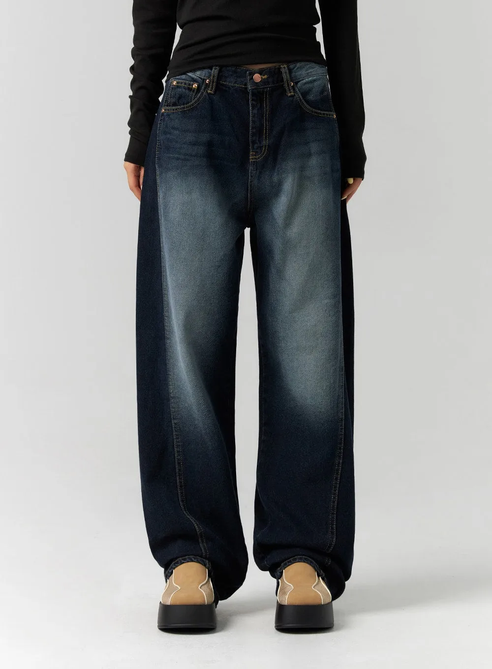 Washed Wide Leg Jeans CS312