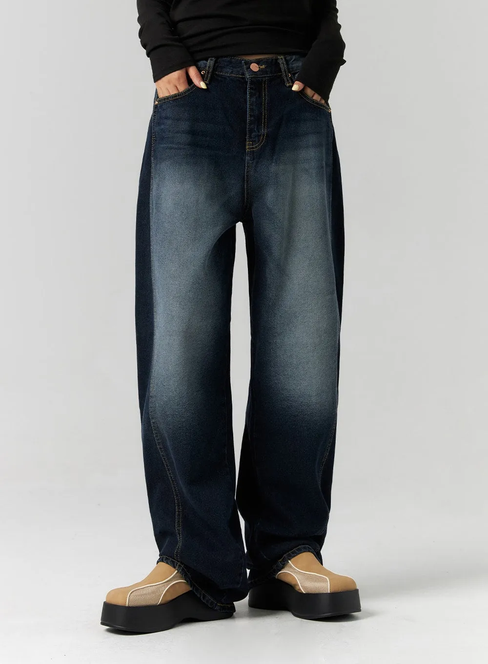 Washed Wide Leg Jeans CS312