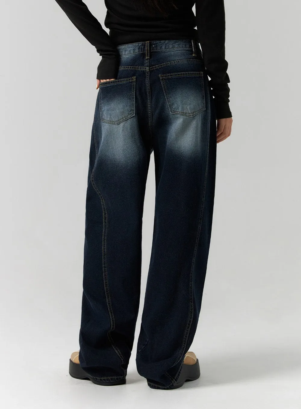 Washed Wide Leg Jeans CS312