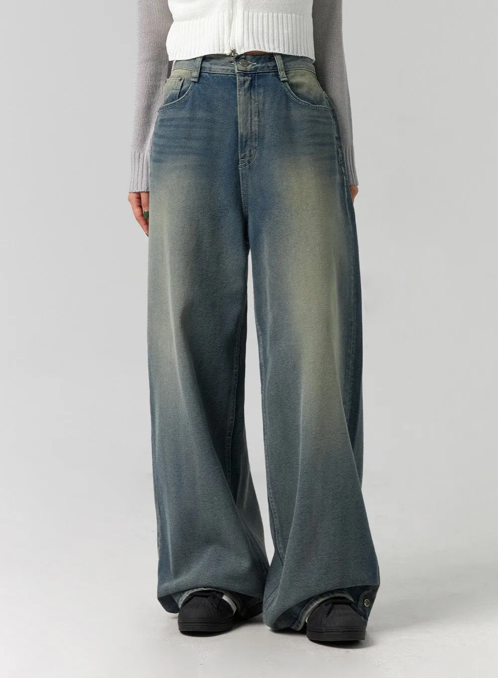 Wide Washed Denim Jeans CG330