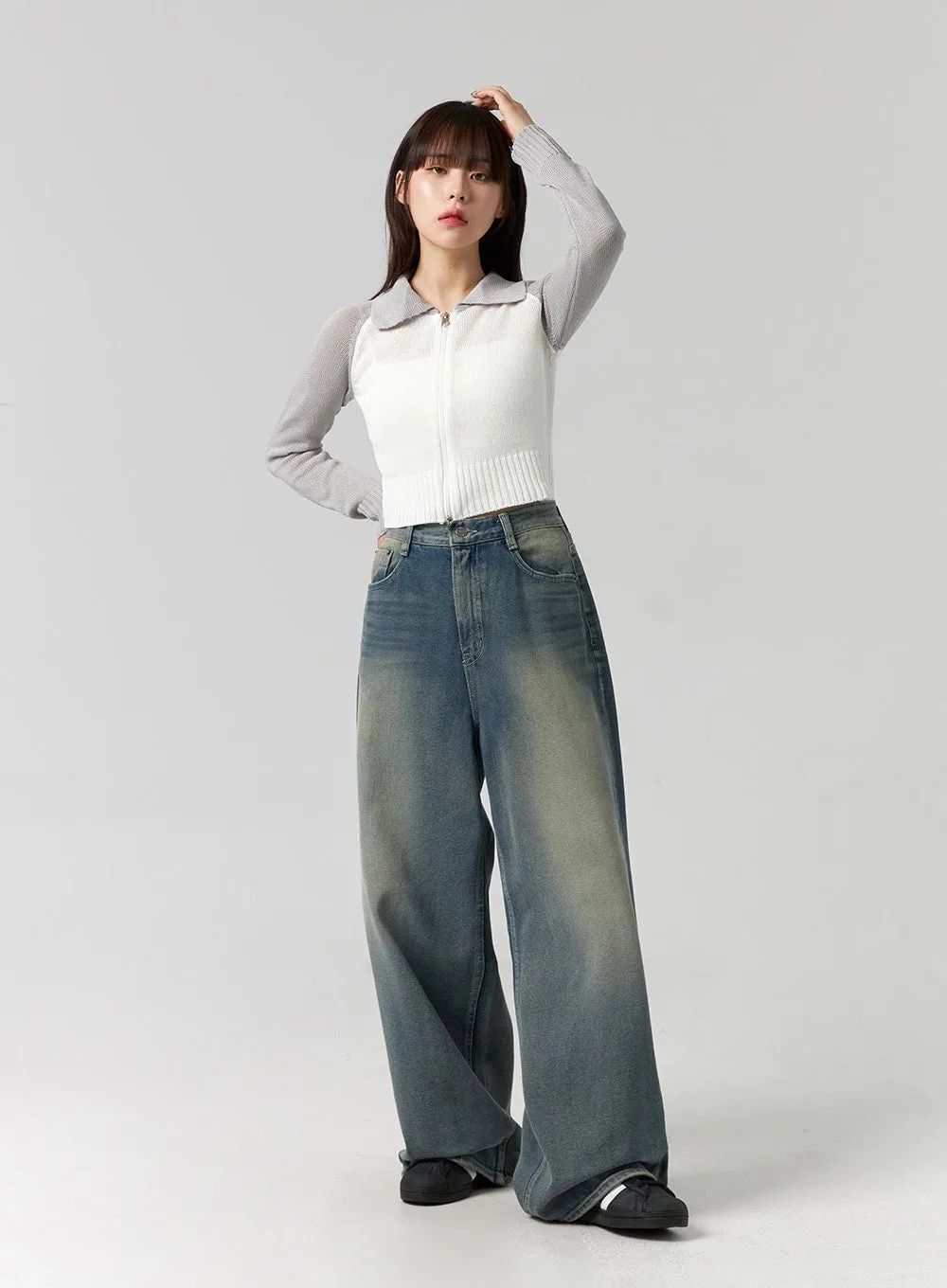 Wide Washed Denim Jeans CG330