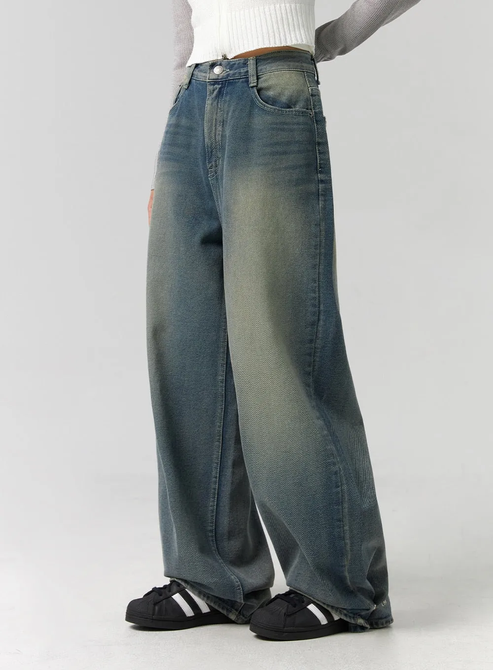 Wide Washed Denim Jeans CG330