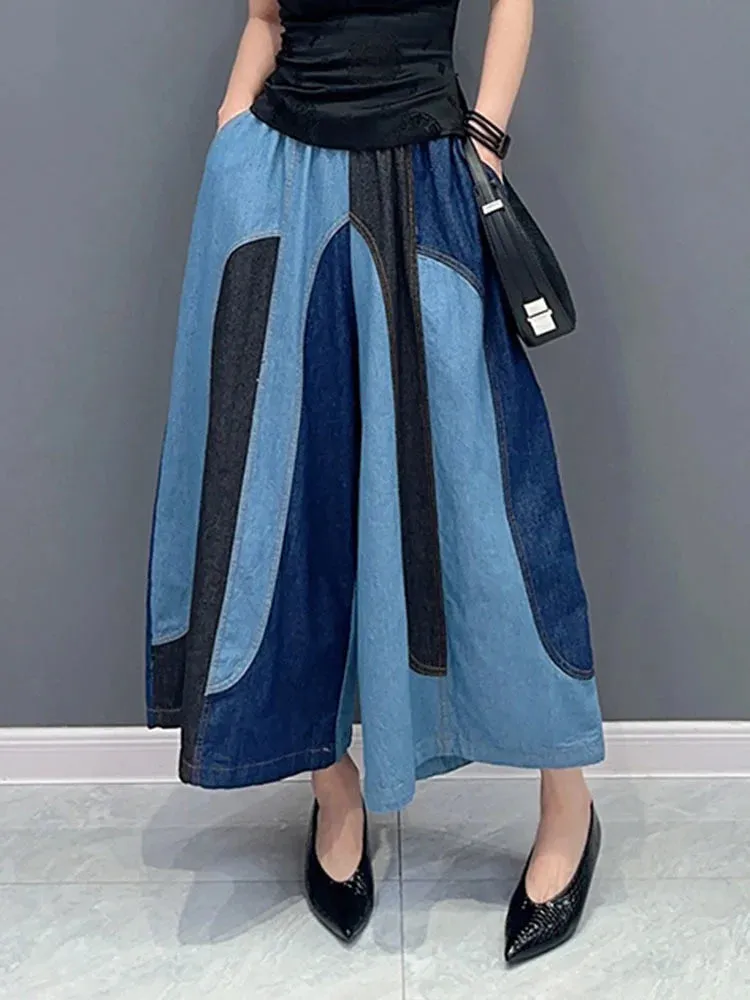 Women's Stylish Denim Oversized Ankle Length Trousers