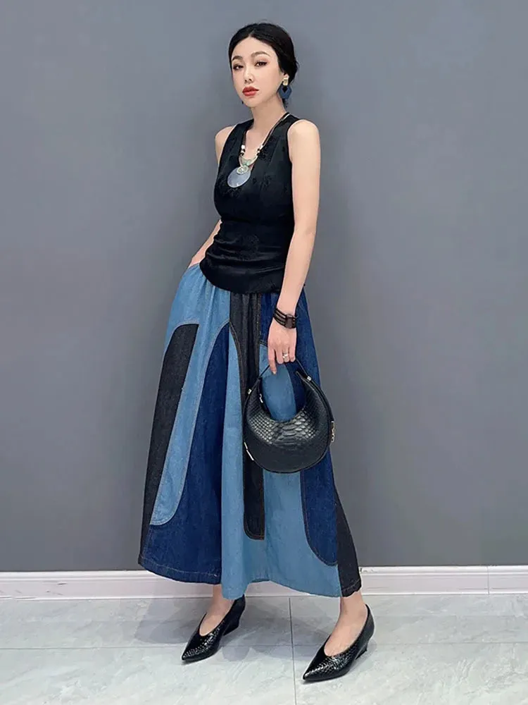 Women's Stylish Denim Oversized Ankle Length Trousers